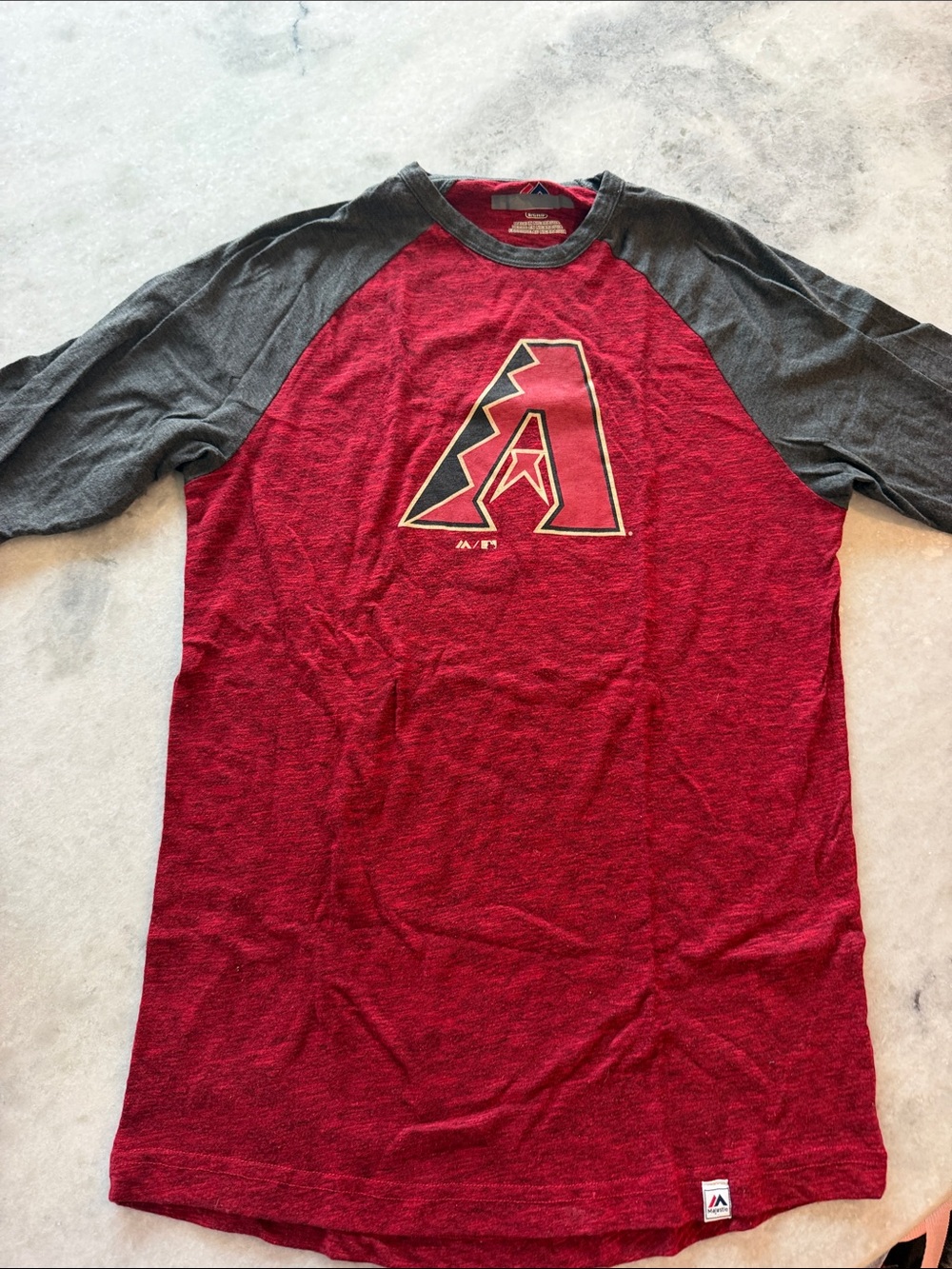 Majestic Arizona Diamondbacks Red and Gray Raglan Tee